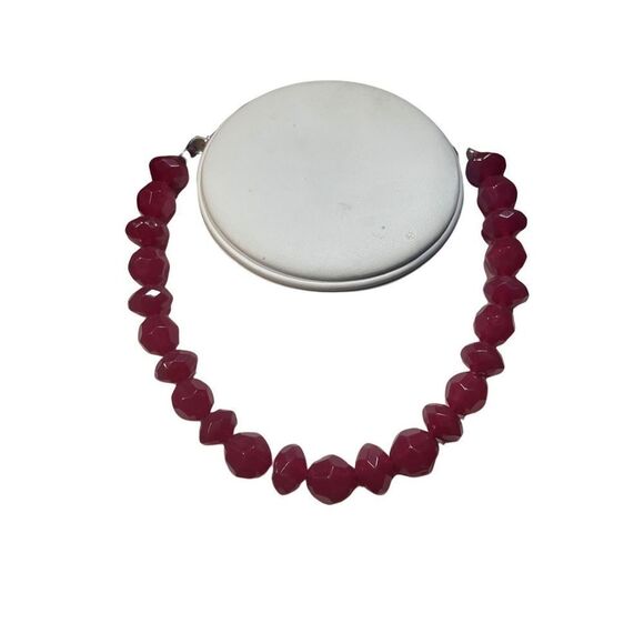 Vintage Raspberry Quartz Faceted Chunky Choker Women’s Vintage Necklace - Picture 3 of 9